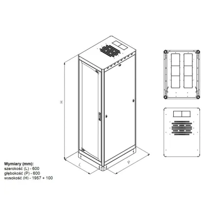 Szafa Rack 19 42u 600x600 Drzwi Szklane Cokół